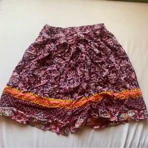burgundy patterned skirt